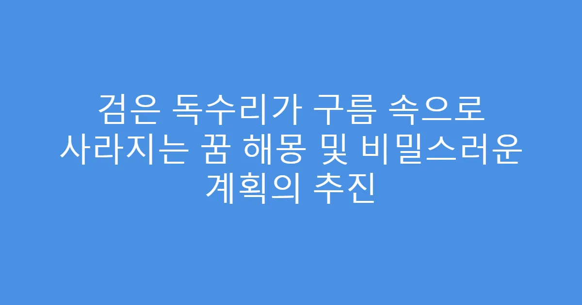 검은 독수리가 구름 속으로 사라지는 꿈 해몽 및 비밀스러운 계획의 추진