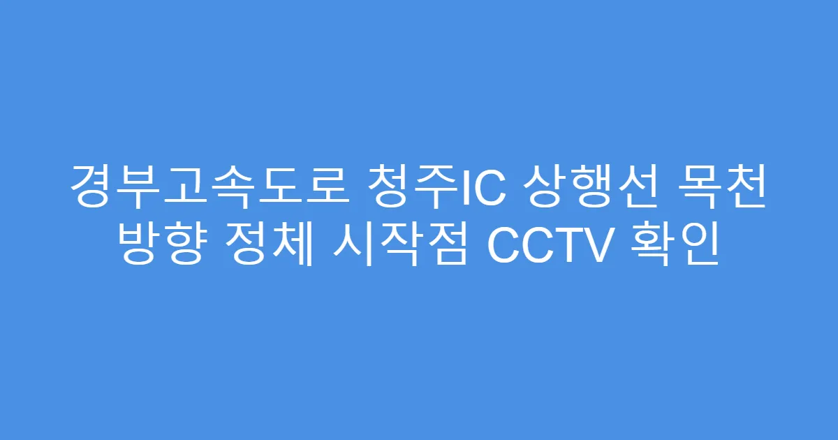 경부고속도로 청주IC 상행선 목천 방향 정체 시작점 CCTV 확인