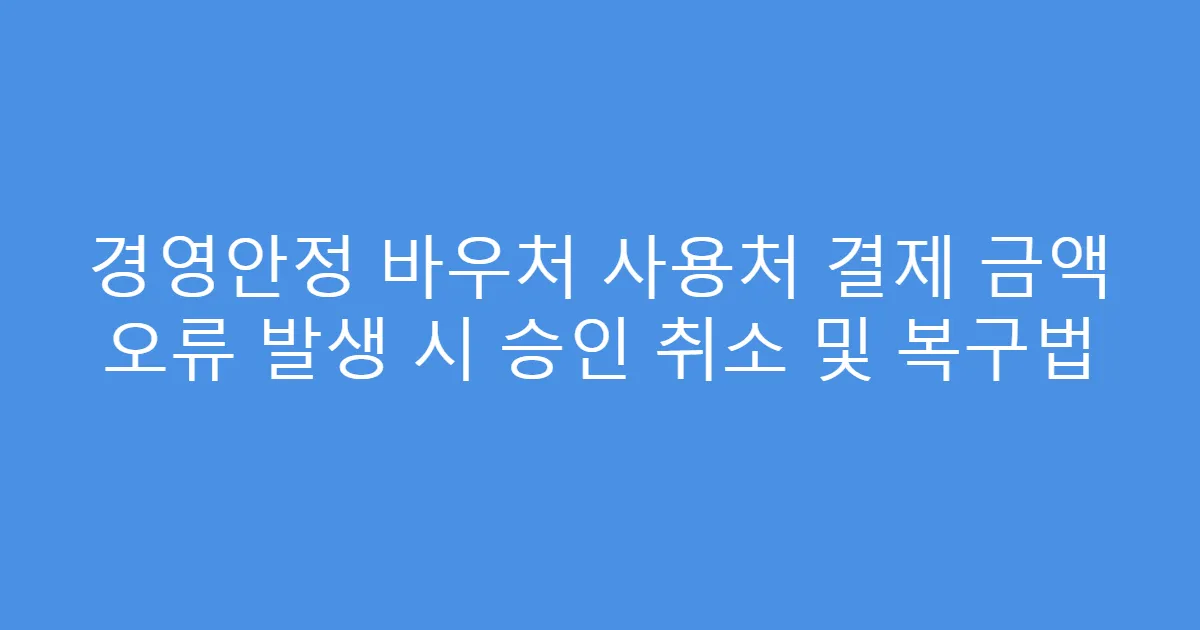 경영안정 바우처 사용처 결제 금액 오류 발생 시 승인 취소 및 복구법