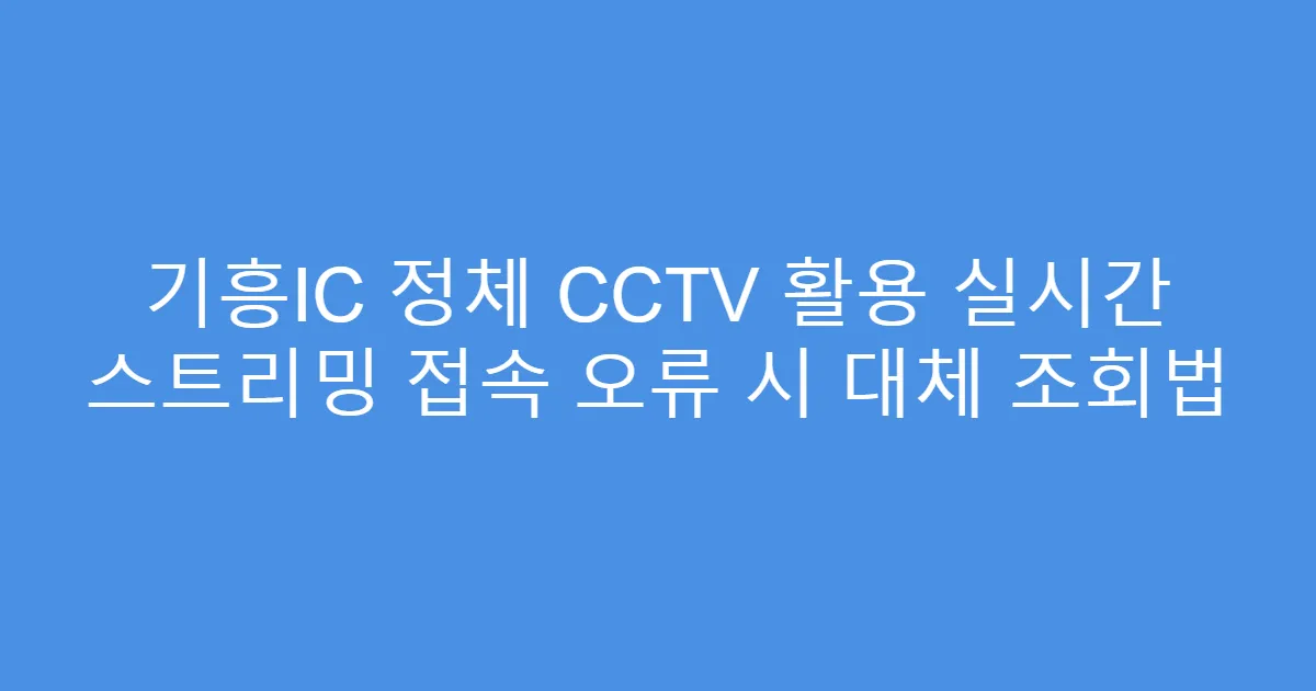 기흥IC 정체 CCTV 활용 실시간 스트리밍 접속 오류 시 대체 조회법
