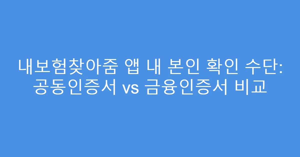 내보험찾아줌 앱 내 본인 확인 수단: 공동인증서 vs 금융인증서 비교