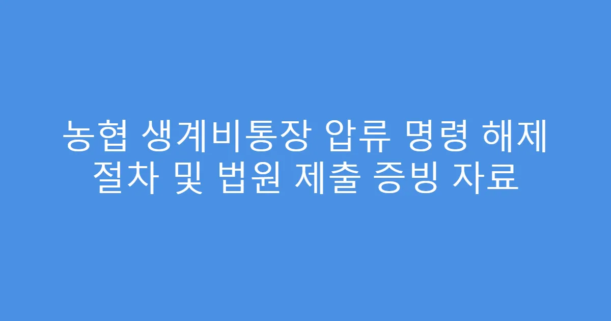 농협 생계비통장 압류 명령 해제 절차 및 법원 제출 증빙 자료