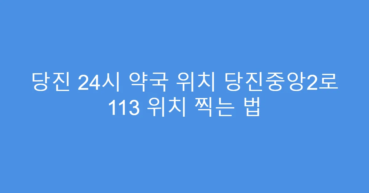 당진 24시 약국 위치 당진중앙2로 113 위치 찍는 법