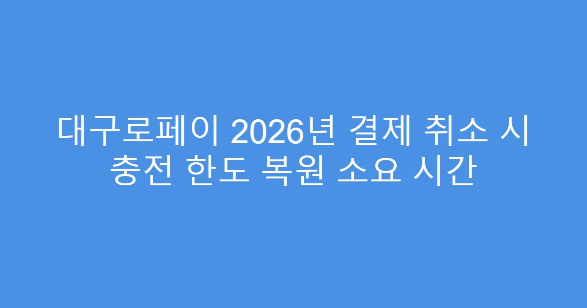 대구로페이 2026년 결제 취소 시 충전 한도 복원 소요 시간