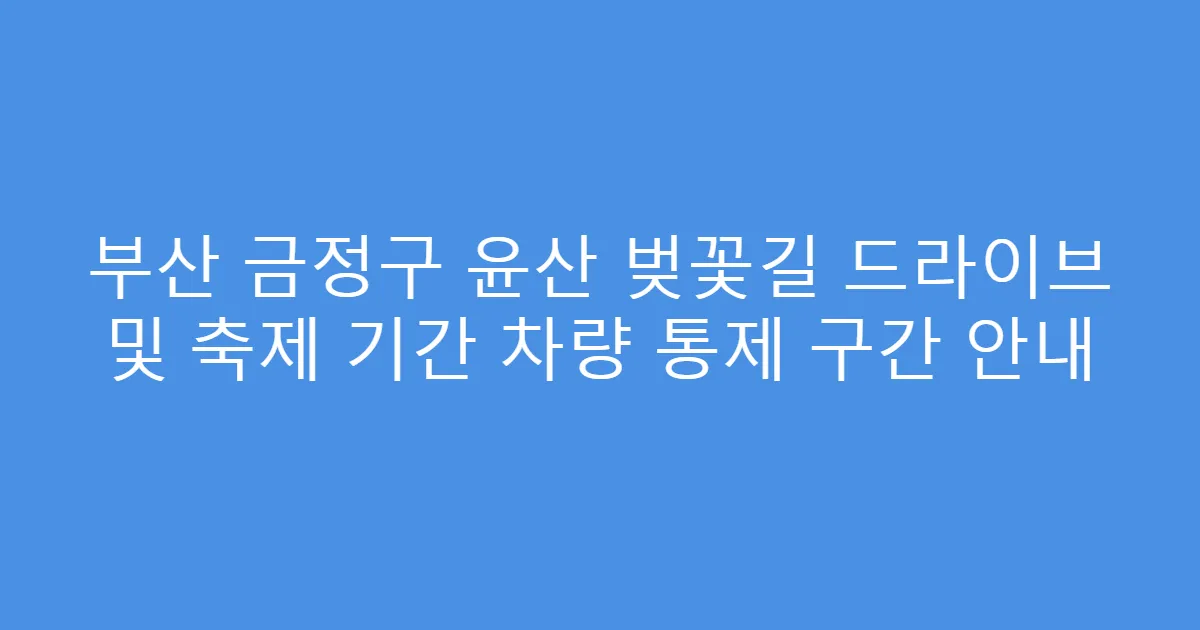 부산 금정구 윤산 벚꽃길 드라이브 및 축제 기간 차량 통제 구간 안내