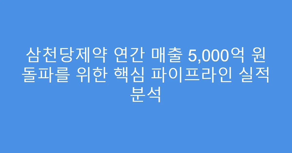 삼천당제약 연간 매출 5,000억 원 돌파를 위한 핵심 파이프라인 실적 분석
