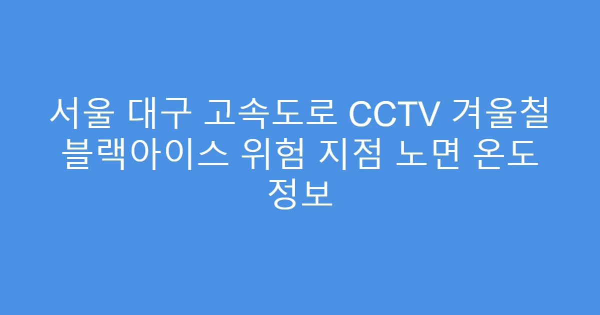 서울 대구 고속도로 CCTV 겨울철 블랙아이스 위험 지점 노면 온도 정보
