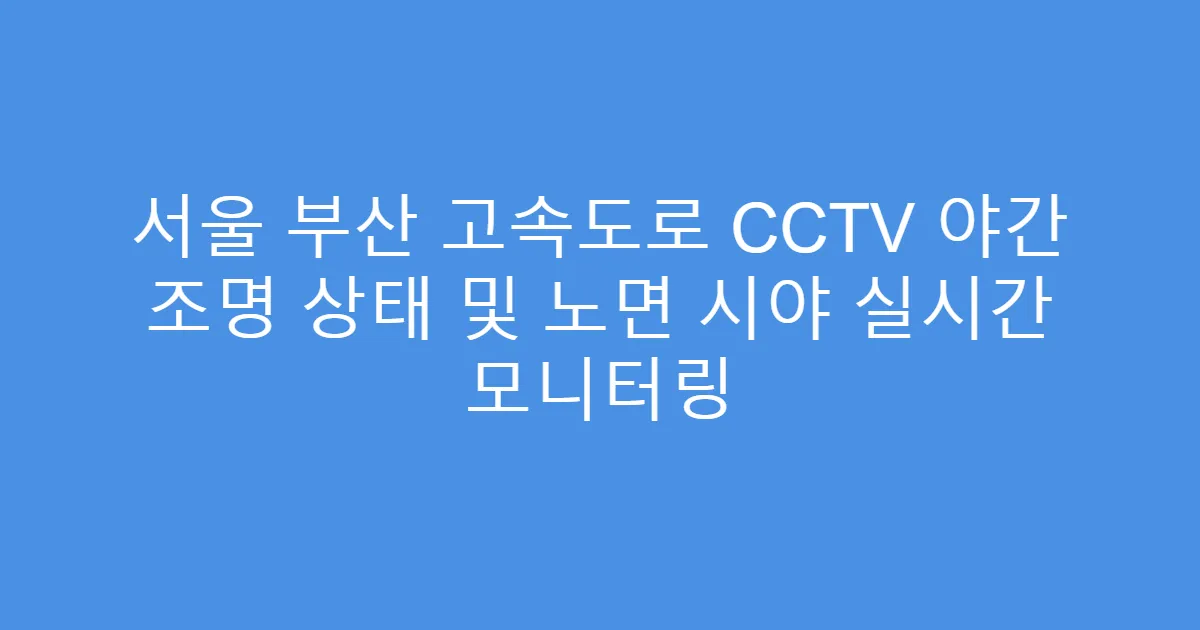 서울 부산 고속도로 CCTV 야간 조명 상태 및 노면 시야 실시간 모니터링