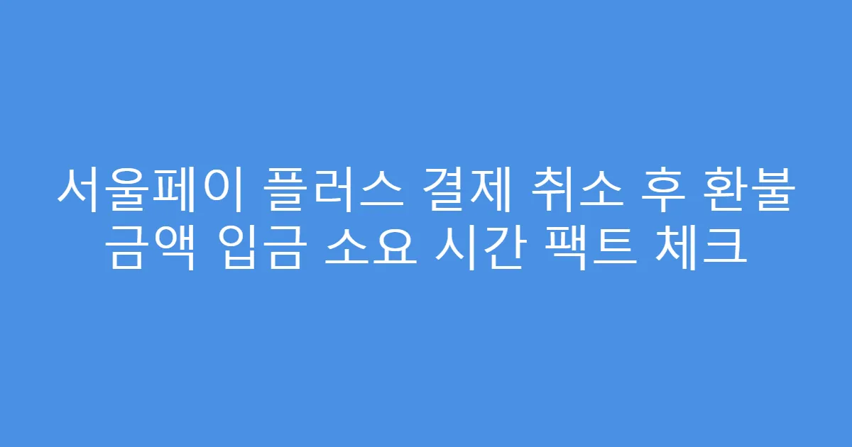 서울페이 플러스 결제 취소 후 환불 금액 입금 소요 시간 팩트 체크