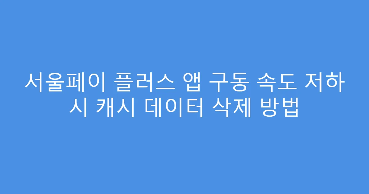 서울페이 플러스 앱 구동 속도 저하 시 캐시 데이터 삭제 방법