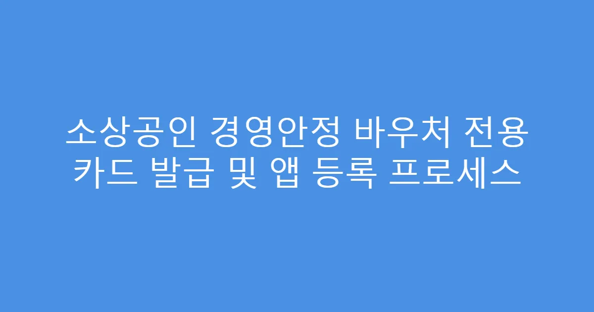소상공인 경영안정 바우처 전용 카드 발급 및 앱 등록 프로세스