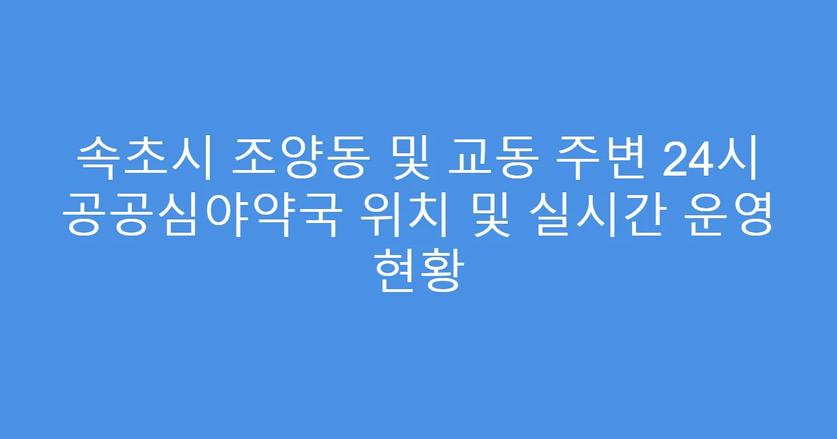 속초시 조양동 및 교동 주변 24시 공공심야약국 위치 및 실시간 운영 현황
