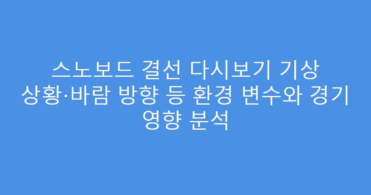 스노보드 결선 다시보기 기상 상황·바람 방향 등 환경 변수와 경기 영향 분석