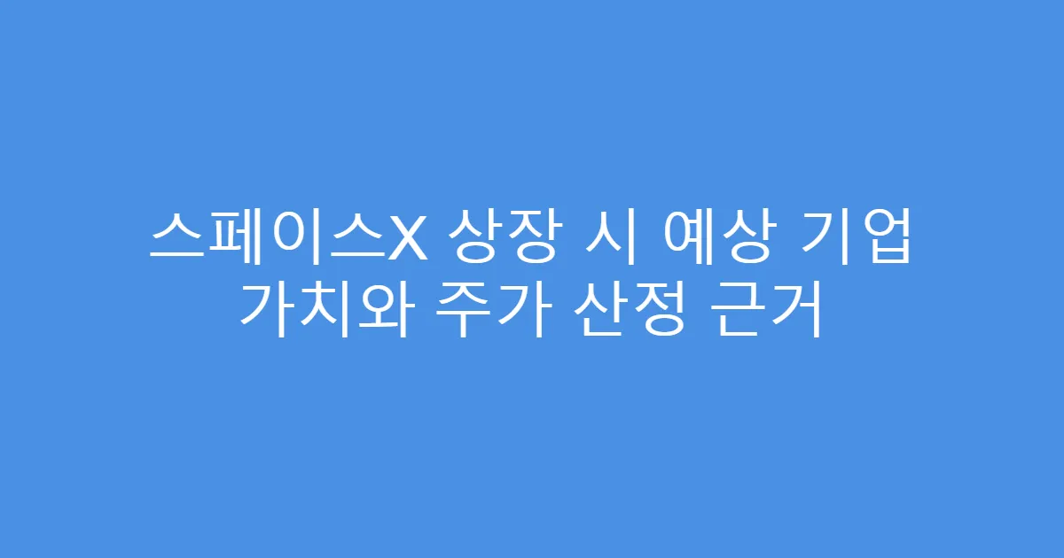 스페이스X 상장 시 예상 기업 가치와 주가 산정 근거