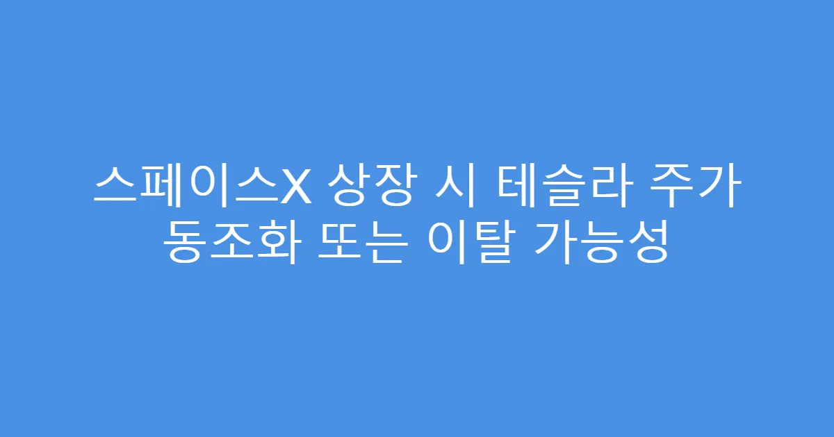 스페이스X 상장 시 테슬라 주가 동조화 또는 이탈 가능성