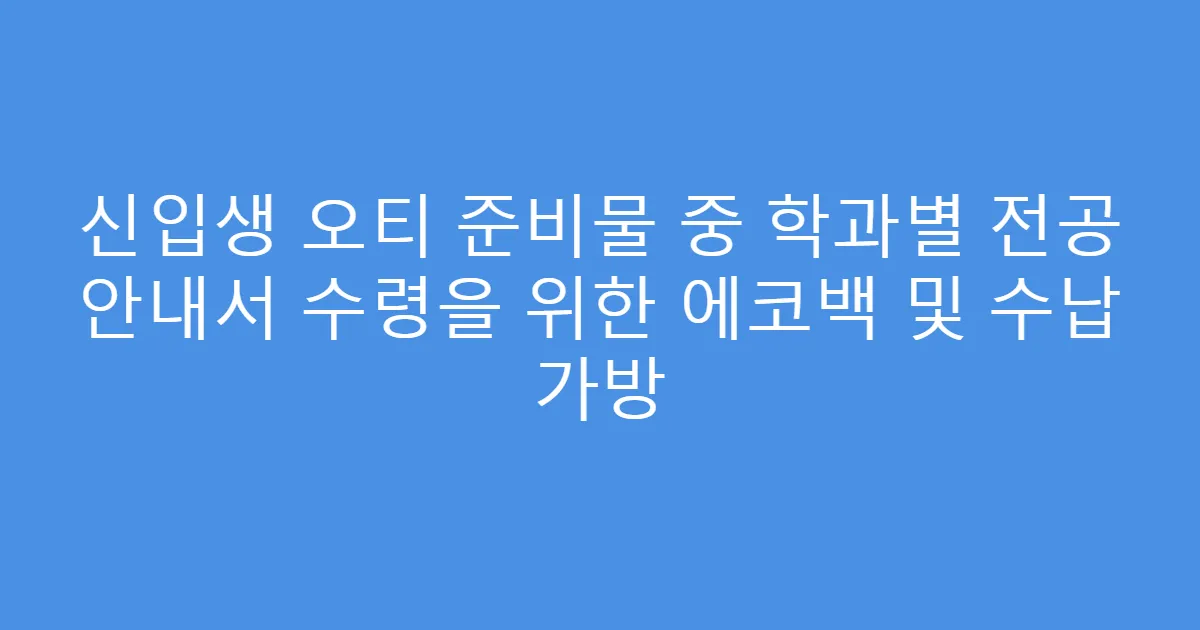 신입생 오티 준비물 중 학과별 전공 안내서 수령을 위한 에코백 및 수납 가방