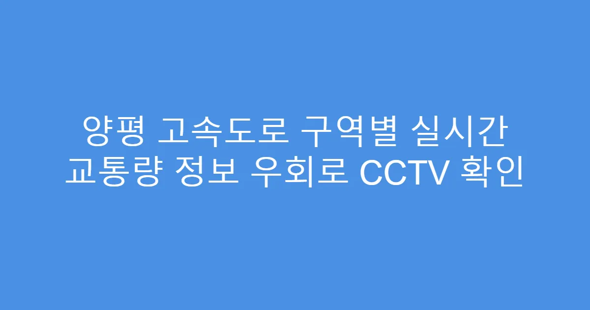 양평 고속도로 구역별 실시간 교통량 정보 우회로 CCTV 확인