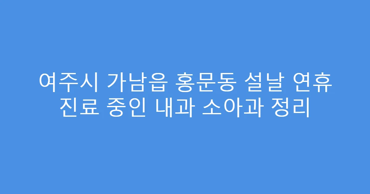 여주시 가남읍 홍문동 설날 연휴 진료 중인 내과 소아과 정리