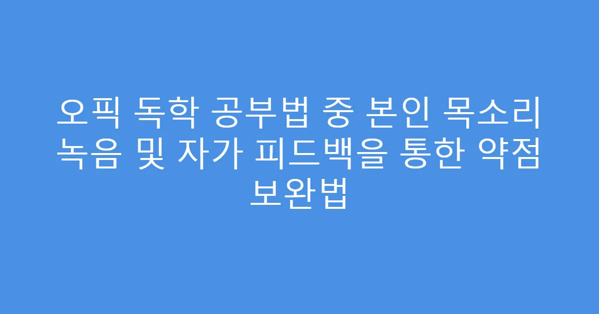 오픽 독학 공부법 중 본인 목소리 녹음 및 자가 피드백을 통한 약점 보완법