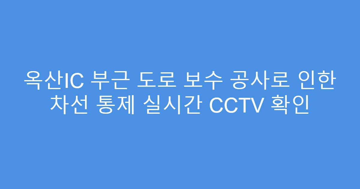옥산IC 부근 도로 보수 공사로 인한 차선 통제 실시간 CCTV 확인