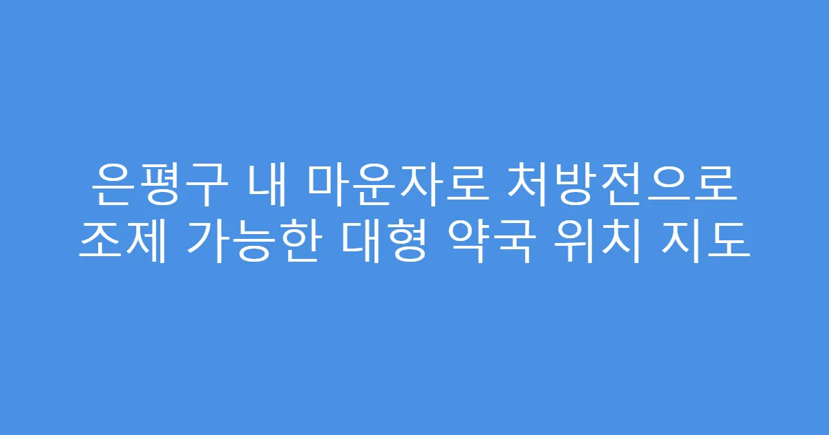 은평구 내 마운자로 처방전으로 조제 가능한 대형 약국 위치 지도