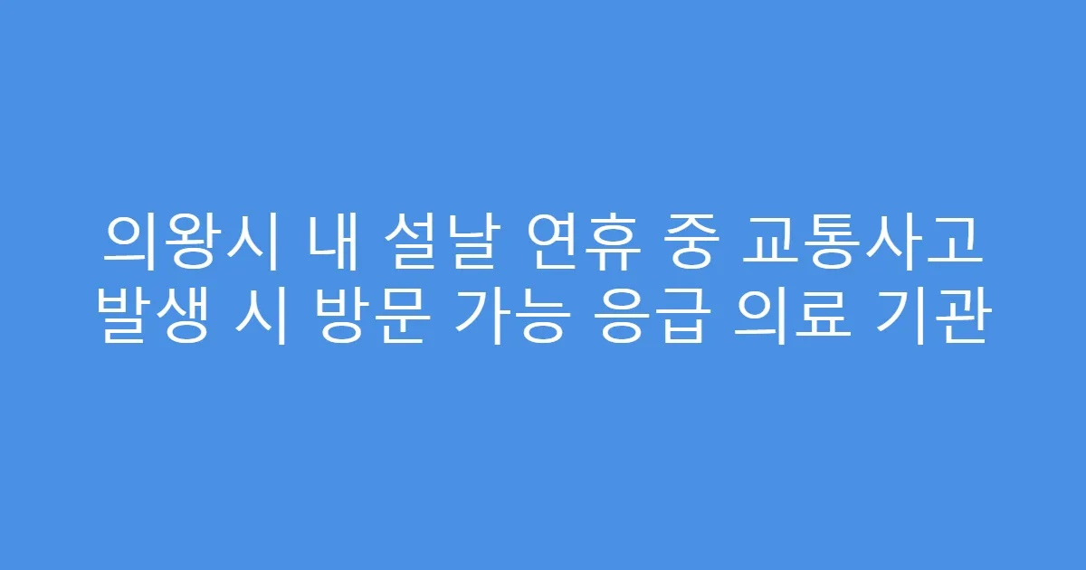 의왕시 내 설날 연휴 중 교통사고 발생 시 방문 가능 응급 의료 기관