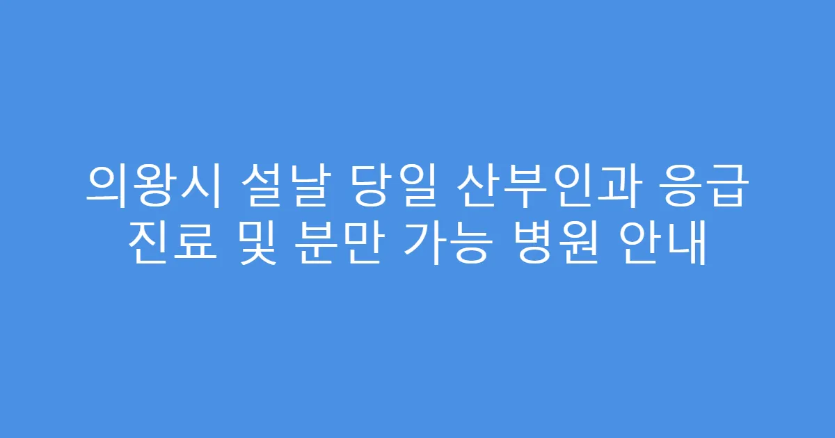 의왕시 설날 당일 산부인과 응급 진료 및 분만 가능 병원 안내