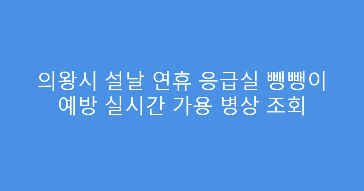 의왕시 설날 연휴 응급실 뺑뺑이 예방 실시간 가용 병상 조회