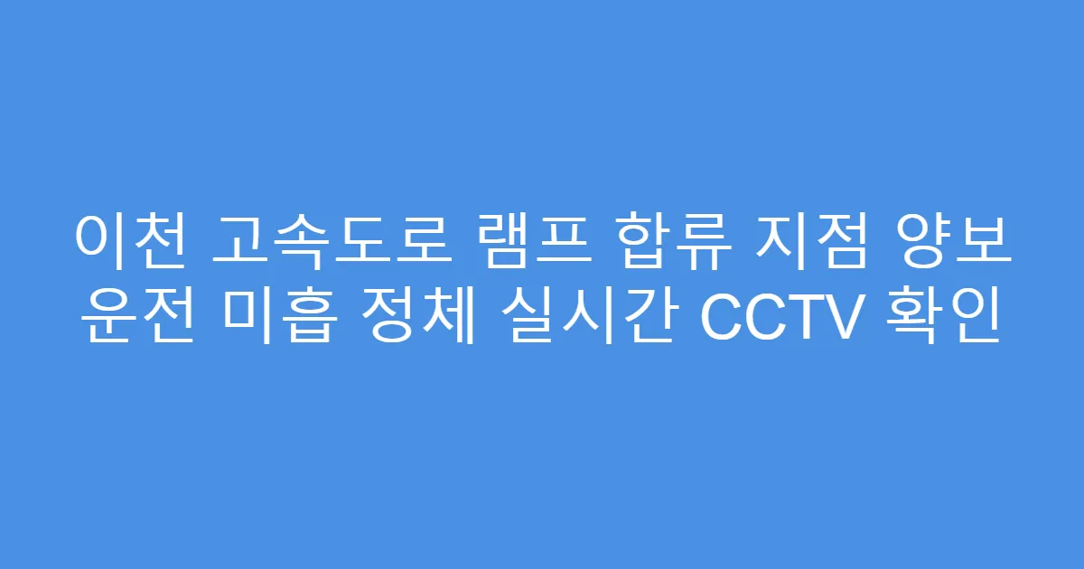 이천 고속도로 램프 합류 지점 양보 운전 미흡 정체 실시간 CCTV 확인