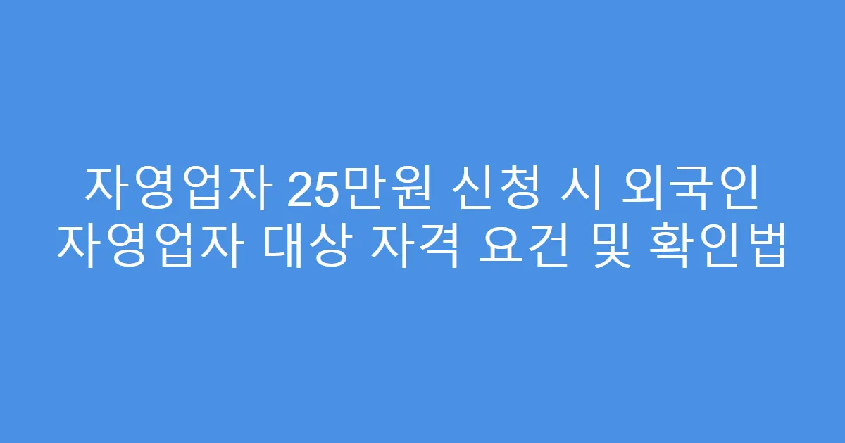 자영업자 25만원 신청 시 외국인 자영업자 대상 자격 요건 및 확인법