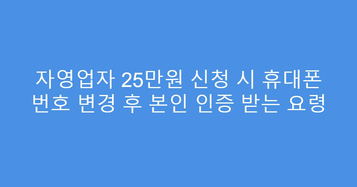 자영업자 25만원 신청 시 휴대폰 번호 변경 후 본인 인증 받는 요령