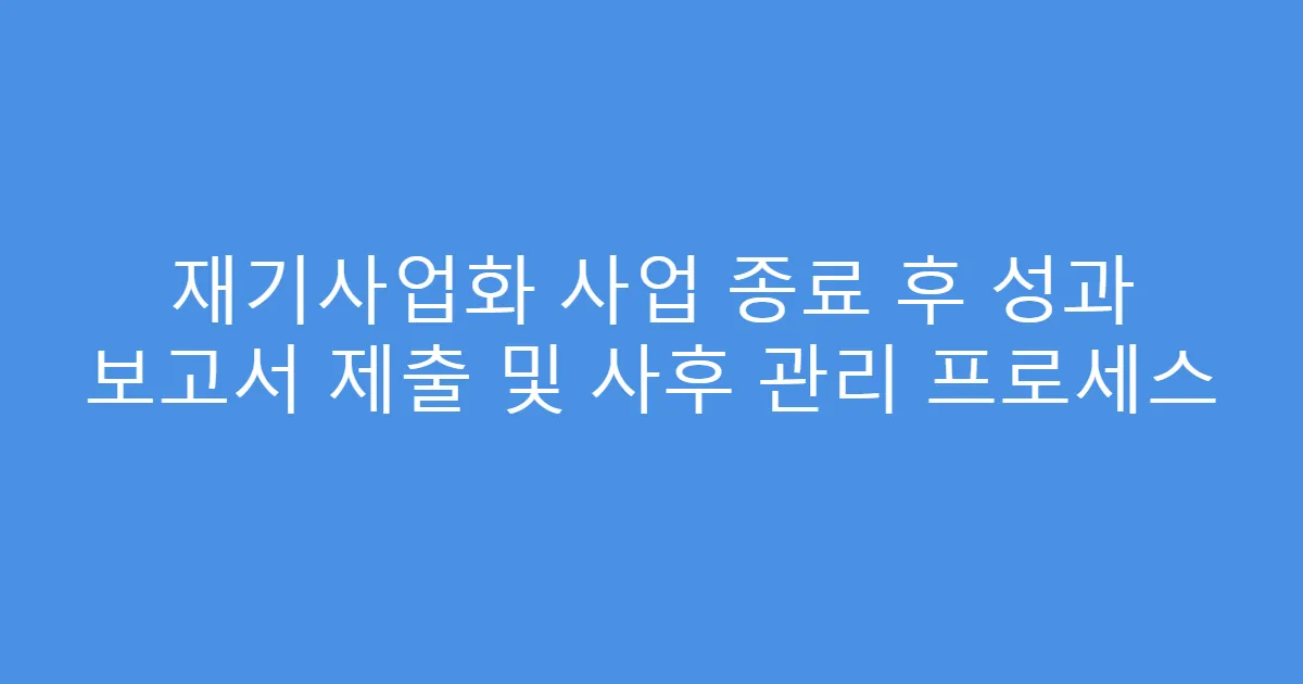 재기사업화 사업 종료 후 성과 보고서 제출 및 사후 관리 프로세스