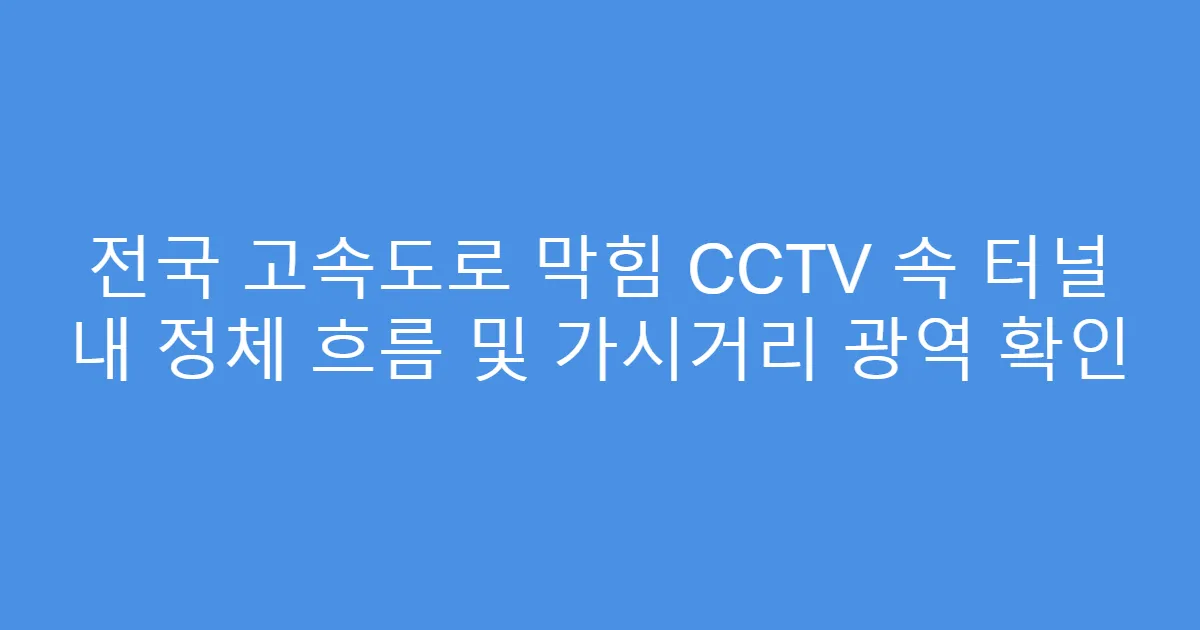 전국 고속도로 막힘 CCTV 속 터널 내 정체 흐름 및 가시거리 광역 확인