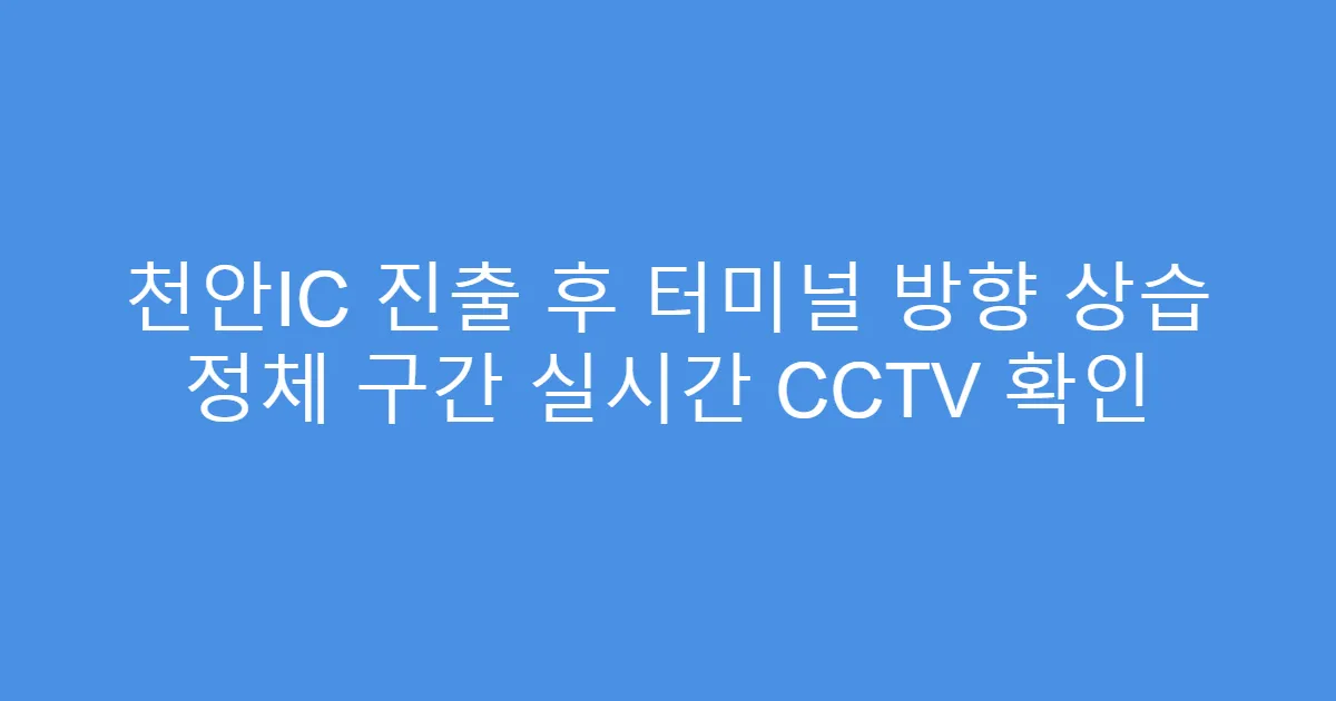 천안IC 진출 후 터미널 방향 상습 정체 구간 실시간 CCTV 확인