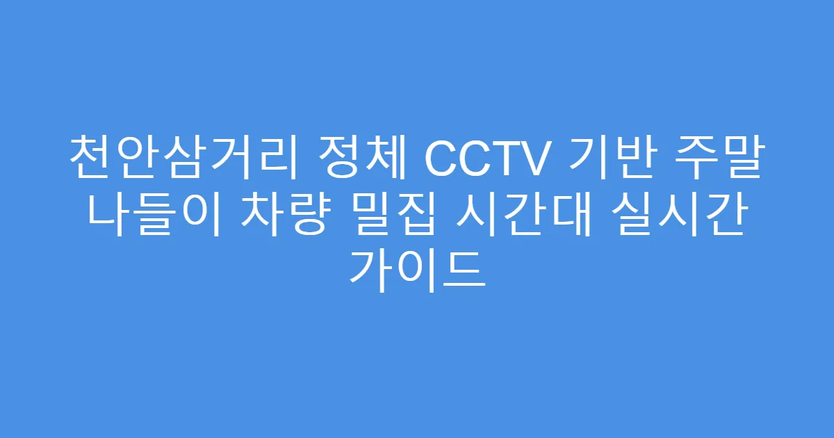 천안삼거리 정체 CCTV 기반 주말 나들이 차량 밀집 시간대 실시간 가이드