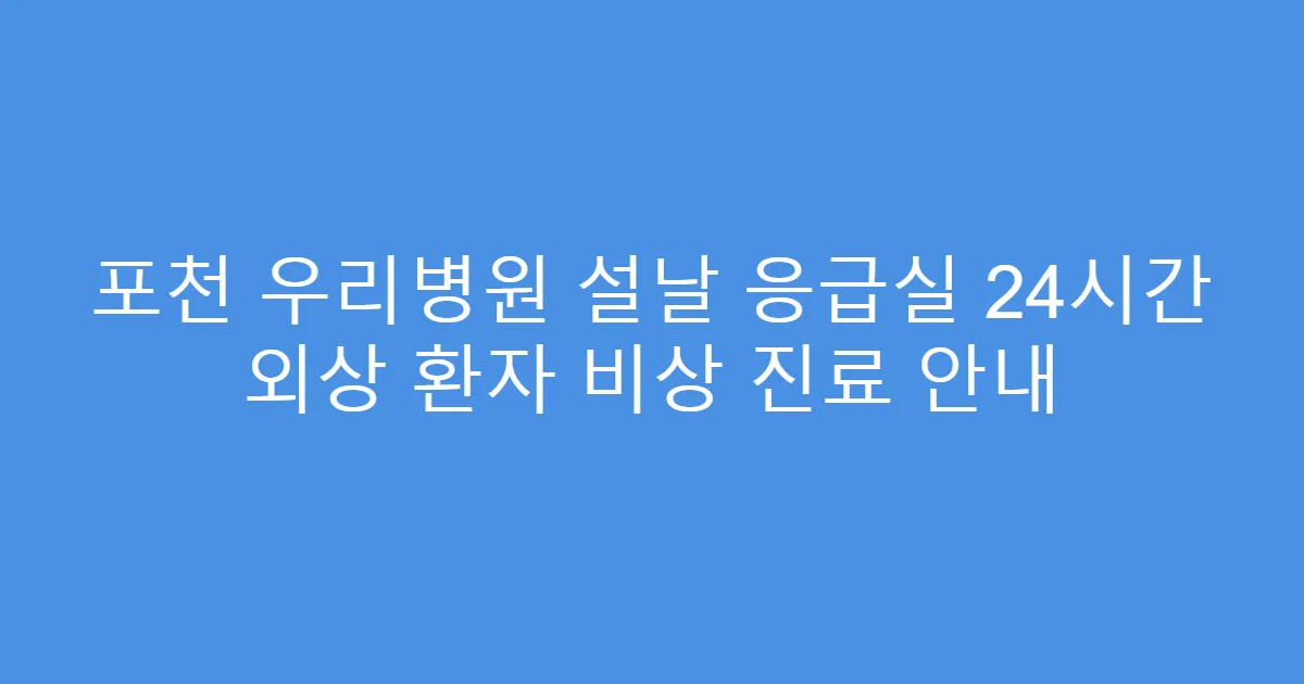 포천 우리병원 설날 응급실 24시간 외상 환자 비상 진료 안내