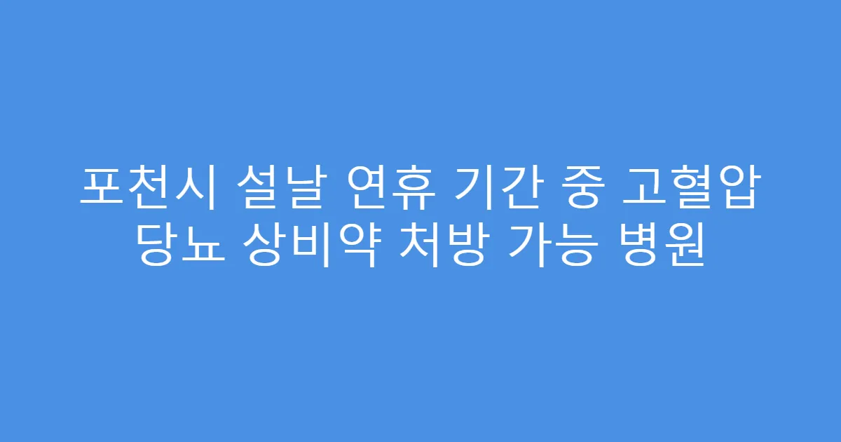 포천시 설날 연휴 기간 중 고혈압 당뇨 상비약 처방 가능 병원