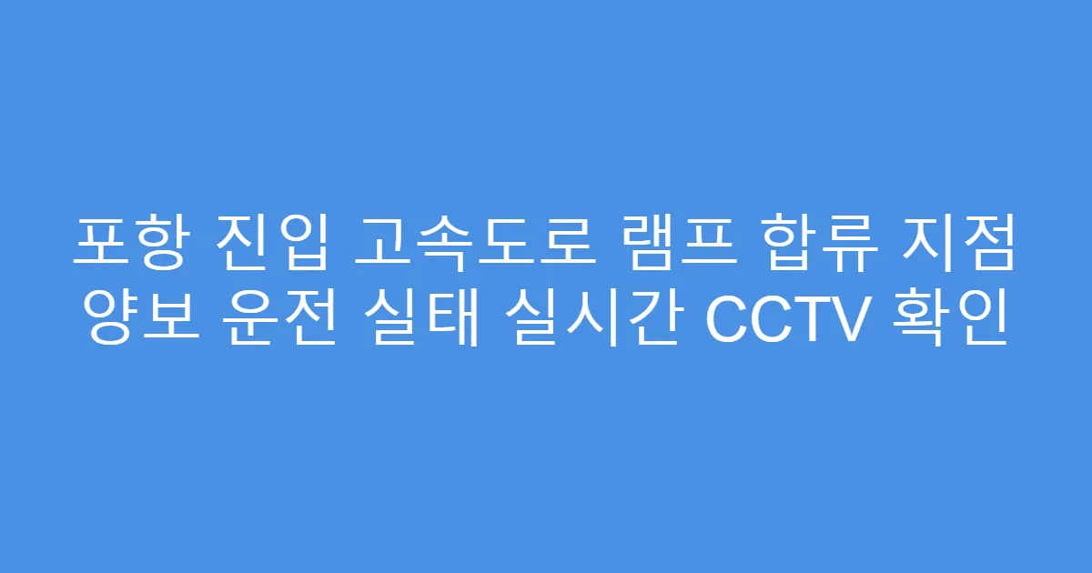 포항 진입 고속도로 램프 합류 지점 양보 운전 실태 실시간 CCTV 확인