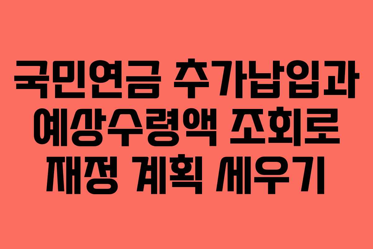 국민연금 추가납입과 예상수령액 조회로 재정 계획 세우기