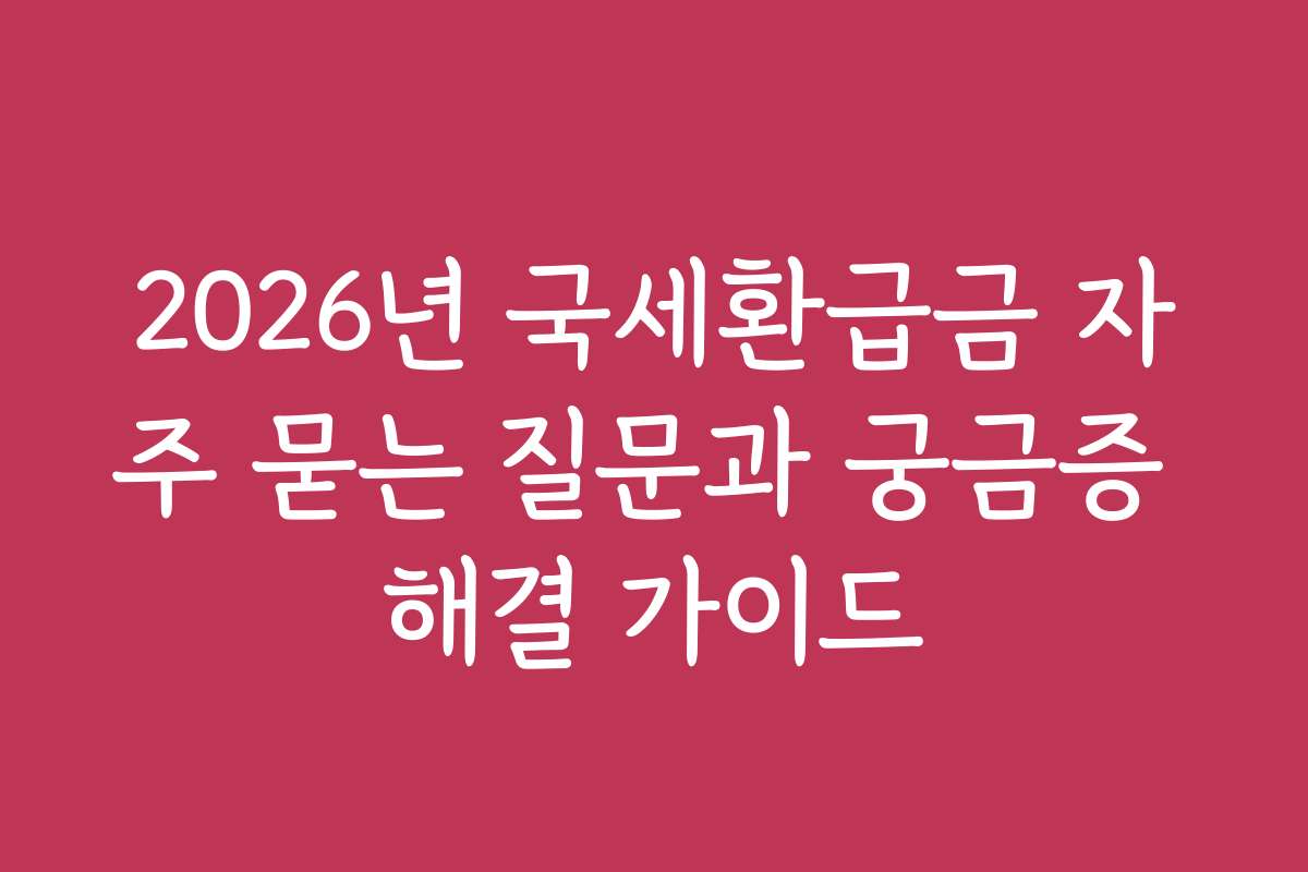2026년 국세환급금 자주 묻는 질문과 궁금증 해결 가이드