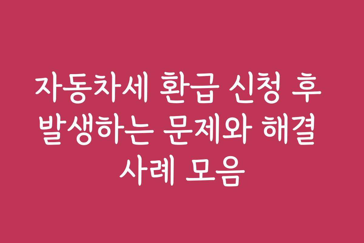 자동차세 환급 신청 후 발생하는 문제와 해결 사례 모음