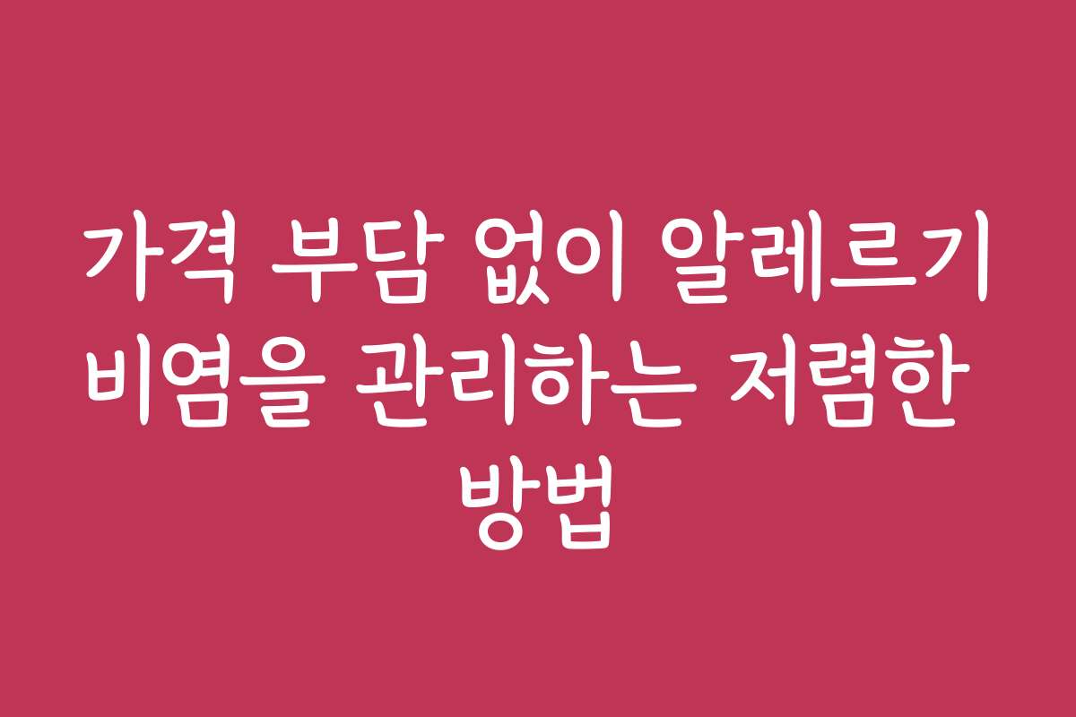 가격 부담 없이 알레르기비염을 관리하는 저렴한 방법