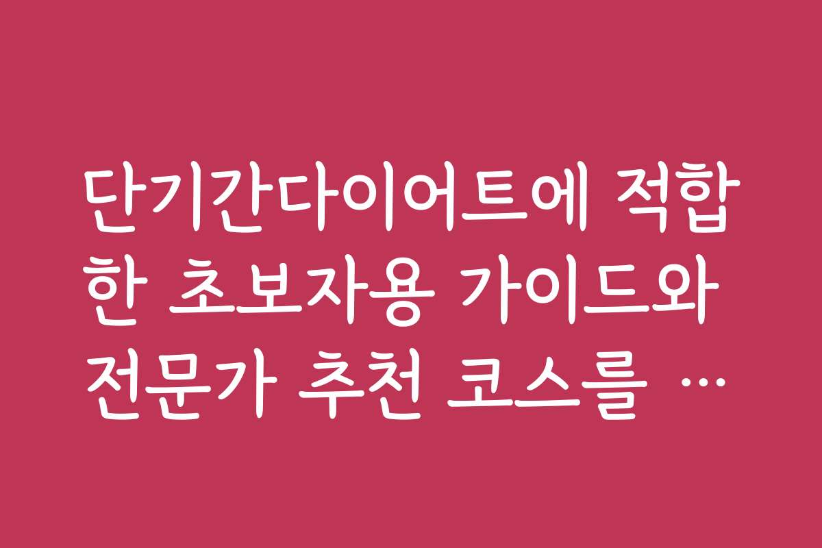 단기간다이어트에 적합한 초보자용 가이드와 전문가 추천 코스를 비교하세요