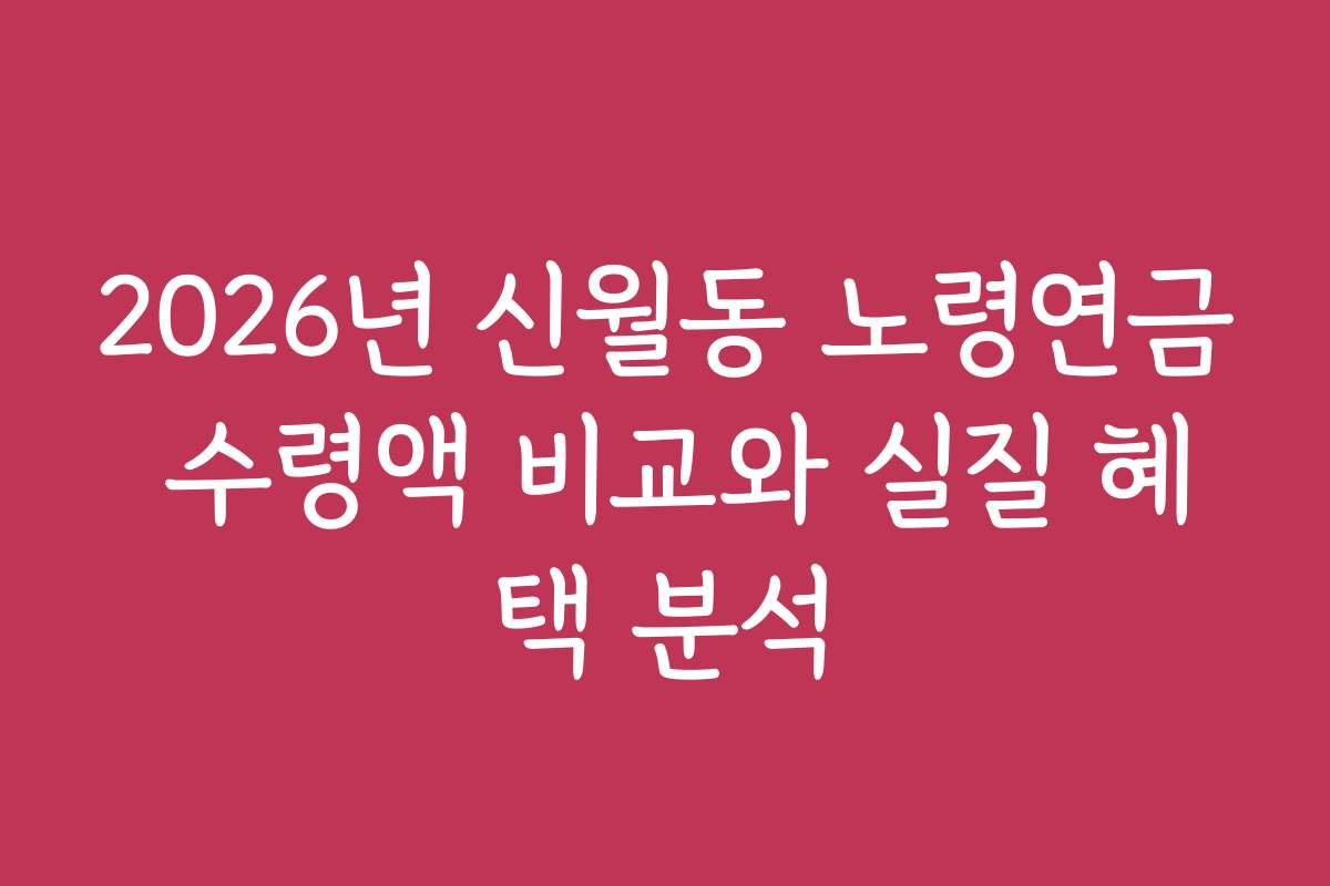 2026년 신월동 노령연금 수령액 비교와 실질 혜택 분석