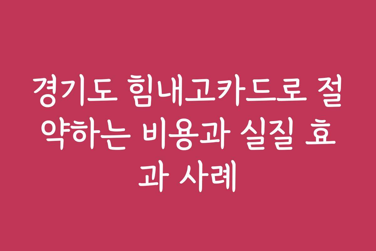 경기도 힘내고카드로 절약하는 비용과 실질 효과 사례