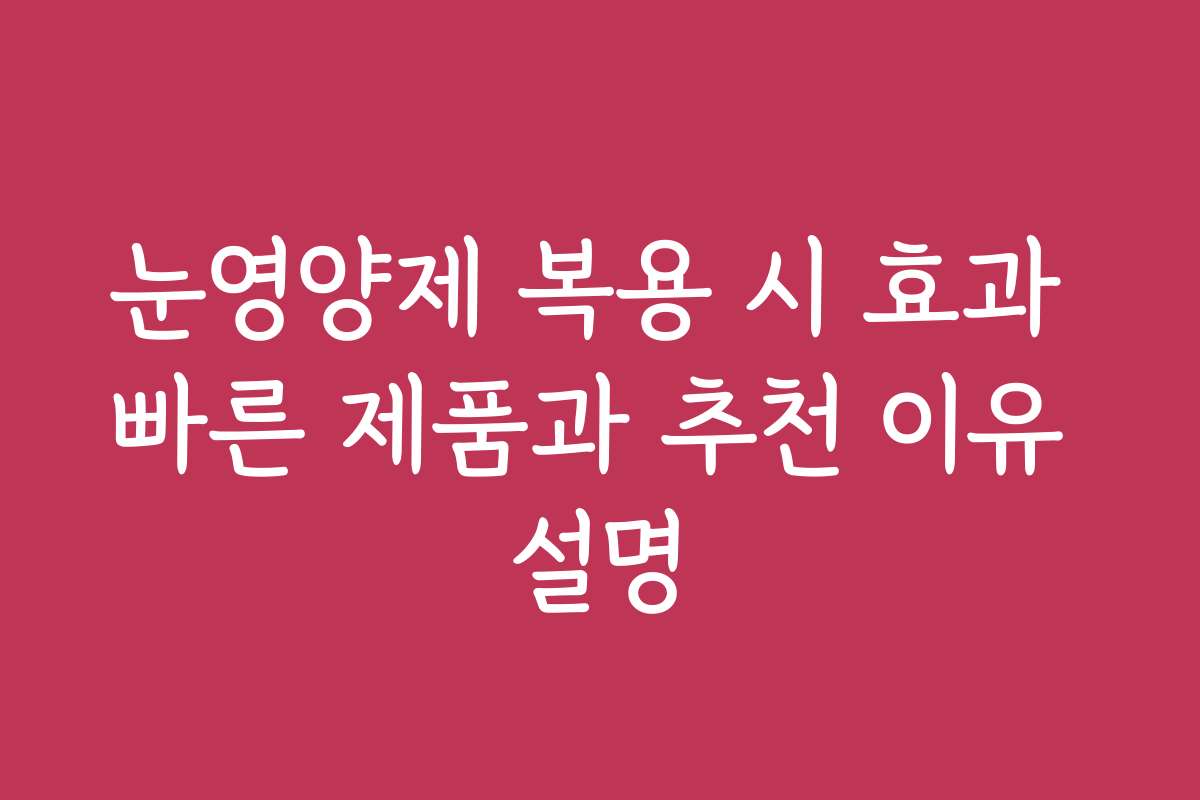 눈영양제 복용 시 효과 빠른 제품과 추천 이유 설명