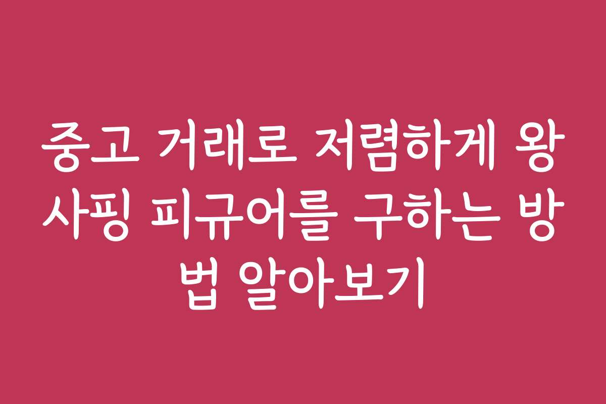 중고 거래로 저렴하게 왕사핑 피규어를 구하는 방법 알아보기