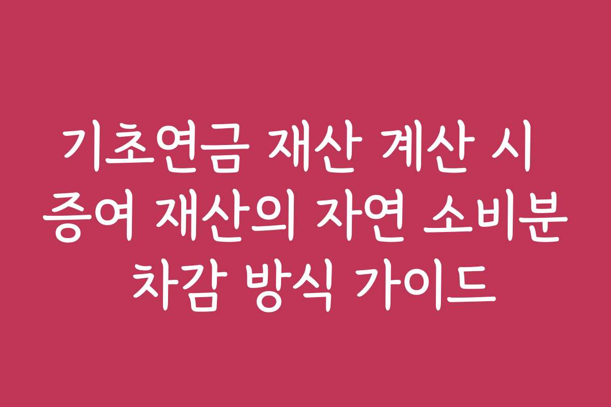 기초연금 재산 계산 시 증여 재산의 자연 소비분 차감 방식 가이드