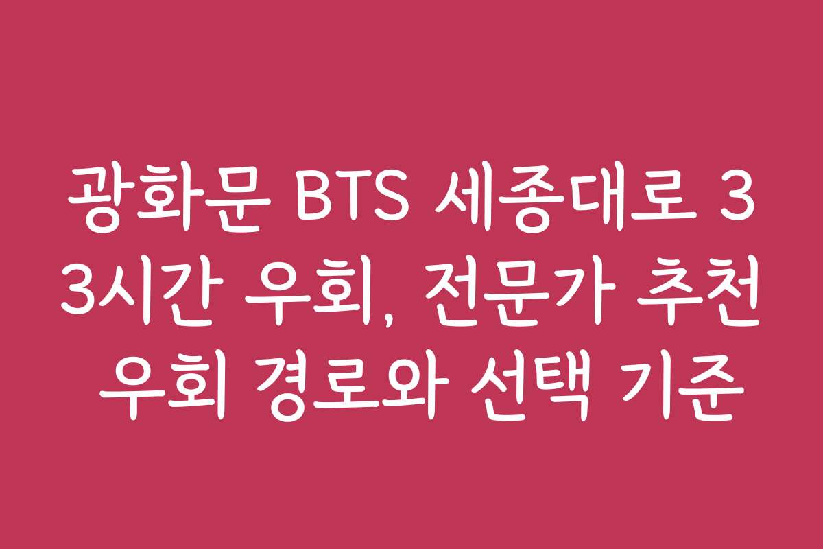 광화문 BTS 세종대로 33시간 우회, 전문가 추천 우회 경로와 선택 기준