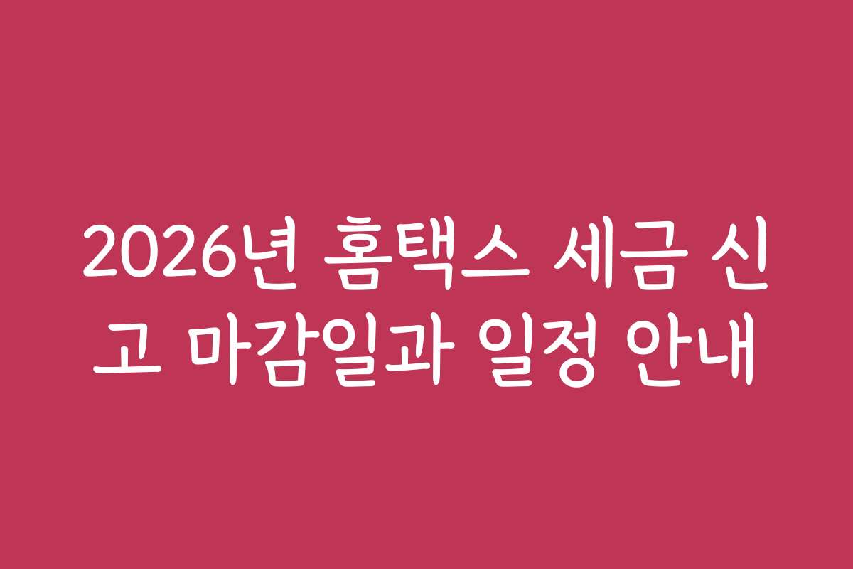 2026년 홈택스 세금 신고 마감일과 일정 안내